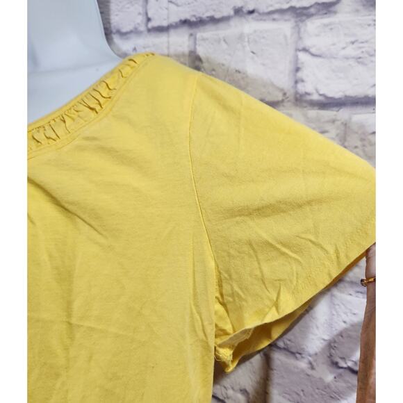 Cacique Intimates Yellow Pleated Round Neck Line Sleep Top 18 20 Lightweight - Picture 3 of 5